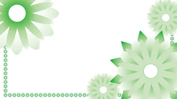 Fondo ecológico suave horizontal con flores verdes suaves — Vector de stock