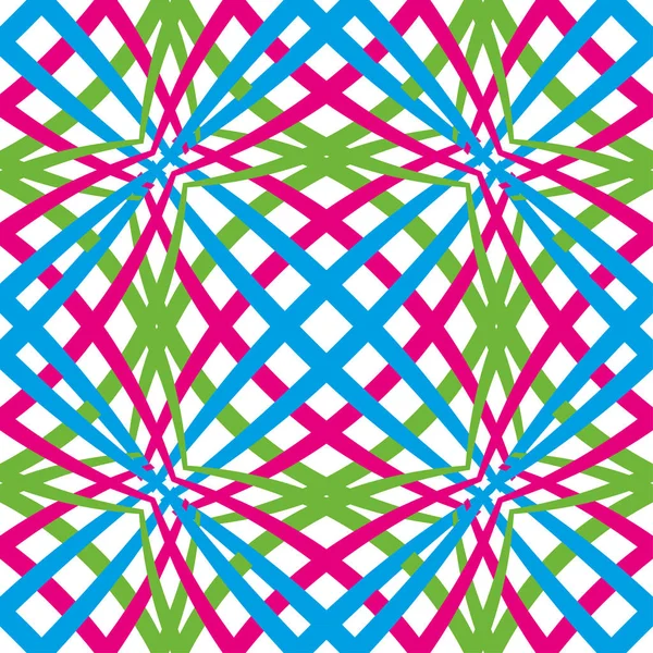 Abstrakt sömlöst mönster med gröna, blå och rosa linjer — Stock vektor