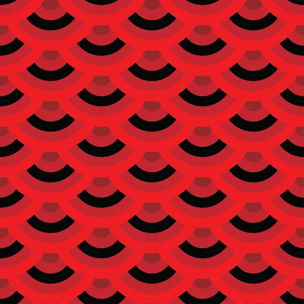 Écran chinois motif rouge sans couture avec des pièces noires — Image vectorielle