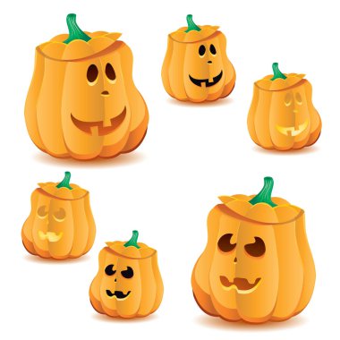 Set of halloween pumpkins with variations of illumination, part 22 clipart