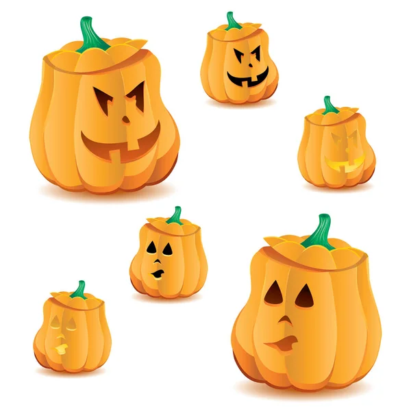 Set von Halloween-Kürbissen mit verschiedenen Beleuchtungsvarianten, Teil 15 — Stockvektor