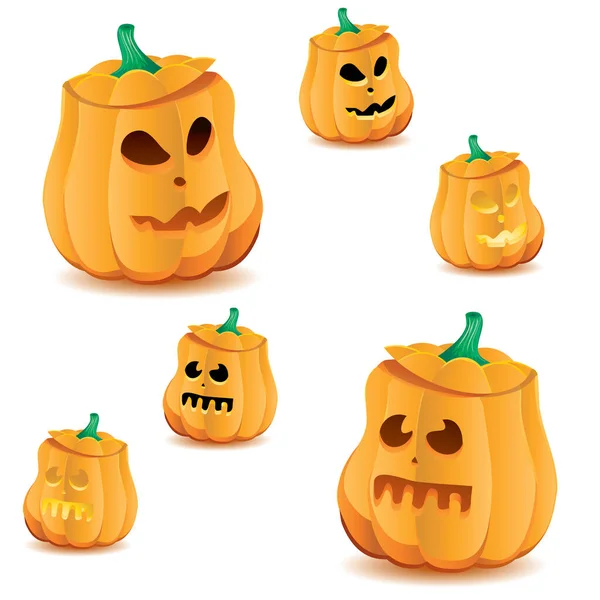 Set von Halloween-Kürbissen mit verschiedenen Beleuchtungsvarianten, Teil 18 — Stockvektor