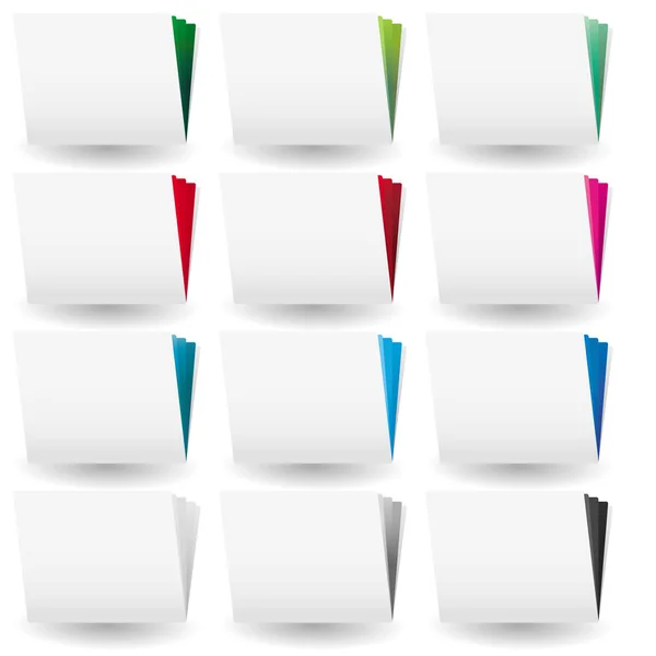 Ensemble d'icône d'étude de cas avec des pages colorées — Image vectorielle