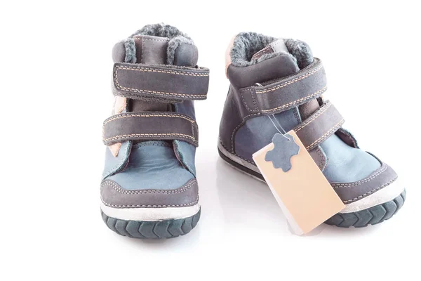 Zapatos Invierno Elegantes Cómodos Para Niños Sobre Fondo Blanco — Foto de Stock