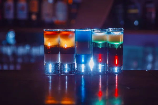 Schüsse Cocktails Der Bar Nahaufnahme — Stockfoto