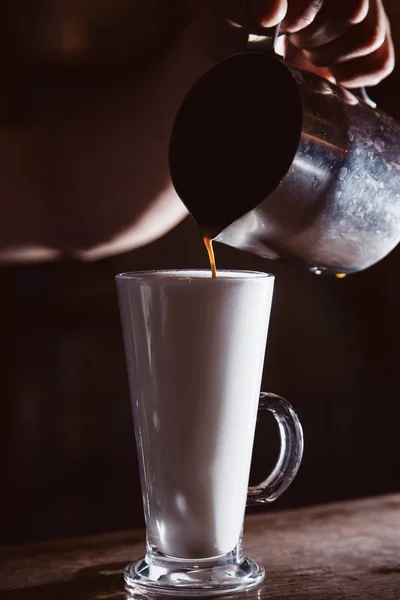 Café Latte Sur Bar Gros Plan — Photo