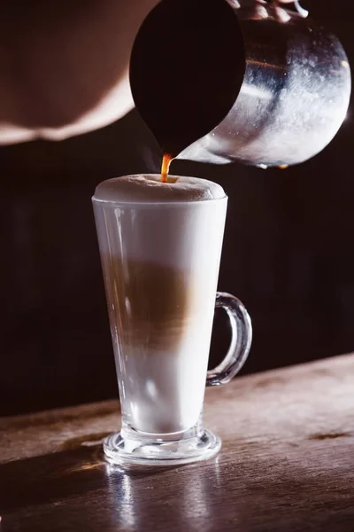 Kaffee Latte Der Bar Nahaufnahme — Stockfoto