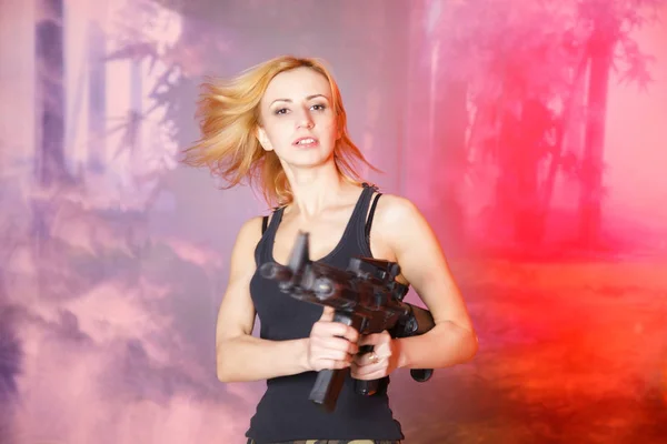 Retrato Mujer Atractiva Estilo Militar — Foto de Stock