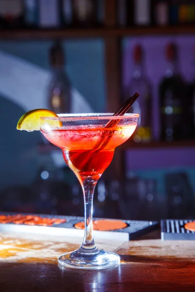 Cocktail Margarita Sur Comptoir Bar Gros Plan — Photo