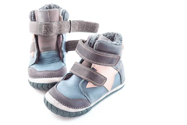 Zapatos Invierno Elegantes Cómodos Para Niños Sobre Fondo Blanco — Foto de Stock