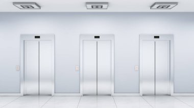 asansörler ile salonun iç (3d render)