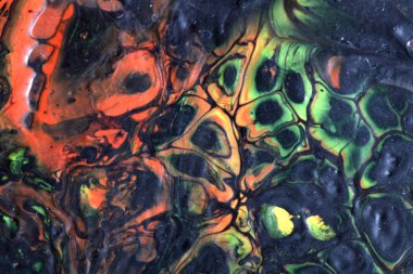 Soyut doku. Modern arka plan. Karışık siyah kırmızı ve yeşil pianting. Sanat sıvı. Poster, kart, davet için alışılmadık trendy arka plan. Çağdaş sanat.