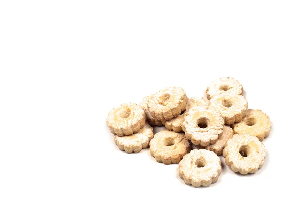 Biscoitos Assados Frescos Heap Topview Fundo Branco — Fotografia de Stock