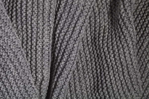 Knitted Grey Scarf Closeup Macro Image — Stock Photo, Image