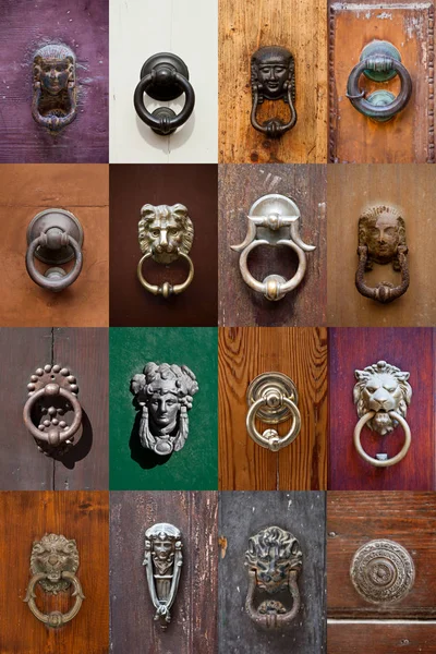 Ancient italian door knockers and handles. — Stock Photo, Image