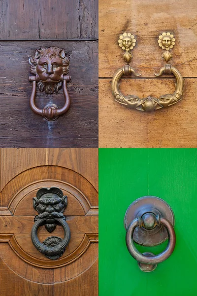 Ancient italian door knockers and handles — Stock Photo, Image