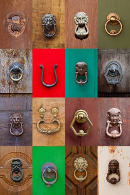 Ancient italian door knockers and handles. clipart