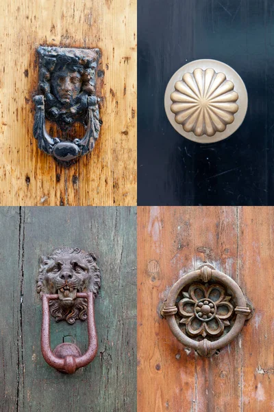 Стародавні італійський дверні молотки і ручками. — стокове фото