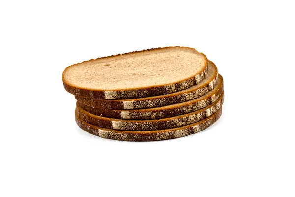 Стопка из пяти свежих ломтиков хлеба, изолированных на белом . — стоковое фото