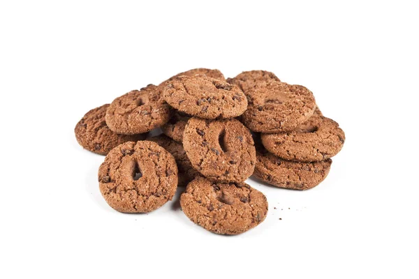 Double chocolate chip cookies heap. — Stock Photo, Image