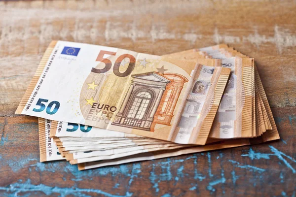 Fifty Euro Banknotes Background Currency Notes Money Bank Finance Business — Stock Photo, Image