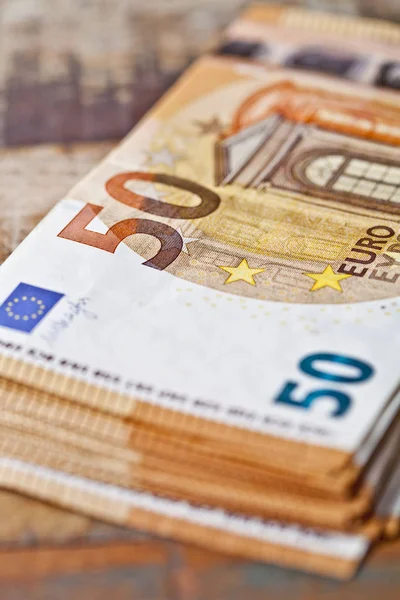 Pile of fifty euro banknotes. — Stock Photo, Image