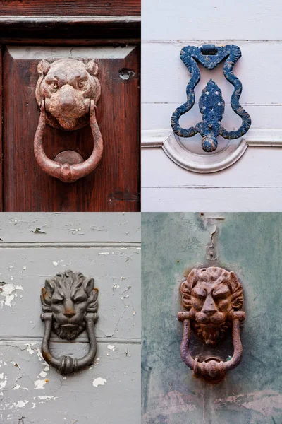 Italian door knockers and handles collection. — Stock Photo, Image