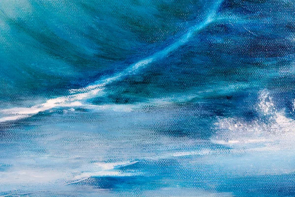 Original Oil Painting Showing Waves Ocean Sea Canvas Details Modern — Stock Photo, Image
