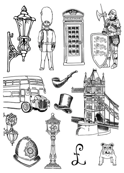 ロンドン市内とその他の重要なシンボルの建築の宝石 — ストックベクタ