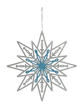 Zarif Noel süsleme, zor parlak kar tanesi. Beyaz bir arka plan üzerinde izole.