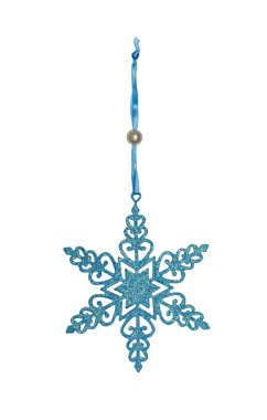 Zarif Noel süsleme, zor parlak kar tanesi. Beyaz bir arka plan üzerinde izole.