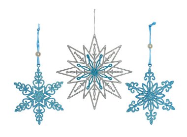 Zarif Noel süsleme, parlak kar taneleri kümesi. Beyaz bir arka plan üzerinde izole.