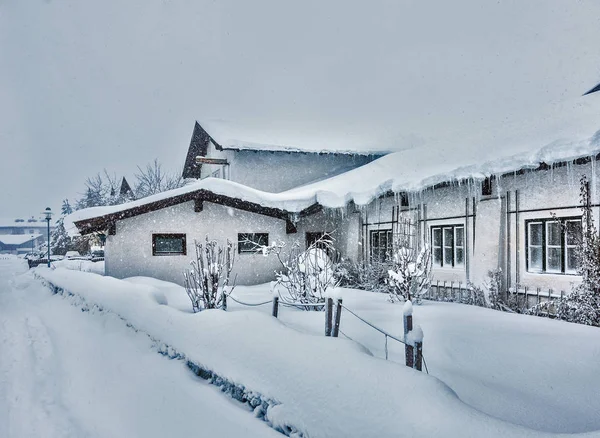 Kirchberg Tirol Vinter Snöfall — Stockfoto