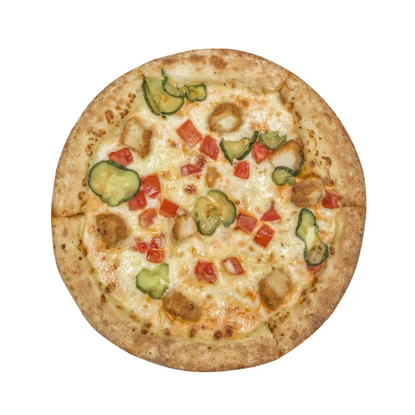 ピザ鶏 Naggensa トマト 玉ねぎ ピクルス チーズ モッツァレラチーズ 白い背景に分離 — ストック写真