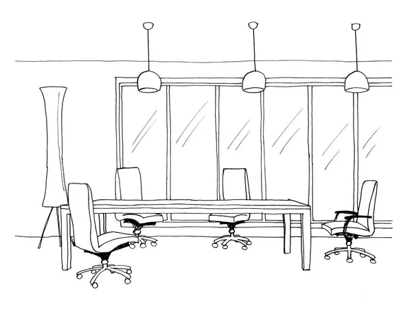 Croquis Graphique Bureau Espace Liner — Photo