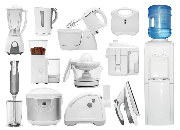 Conjunto Diferentes Tipos Electrodomésticos Cocina Dispositivos Equipo Licuadora Amoladora Molino — Foto de Stock