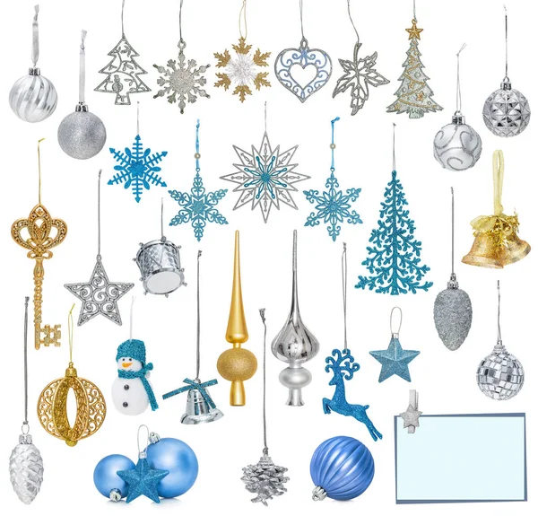 Büyük Beyaz Izole Noel Baubles Noel Ağacı Çam Ladin Topları — Stok fotoğraf