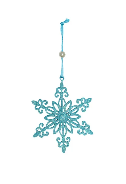 Graceful Christmas Ornament Brilliant Snowflake Isolated White Background — Stock Photo, Image