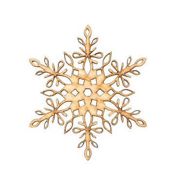 Noel kar tanesi şekil dekorasyon ahşap ağaç üzerinde beyaz izole yapılmış