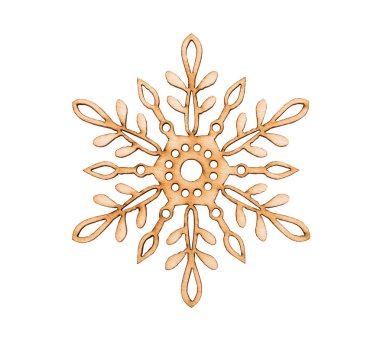 Noel kar tanesi şekil dekorasyon ahşap ağaç üzerinde beyaz izole yapılmış