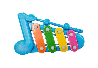 Beyaz izole yenidoğan glockenspiel için plastik parlak oyuncak