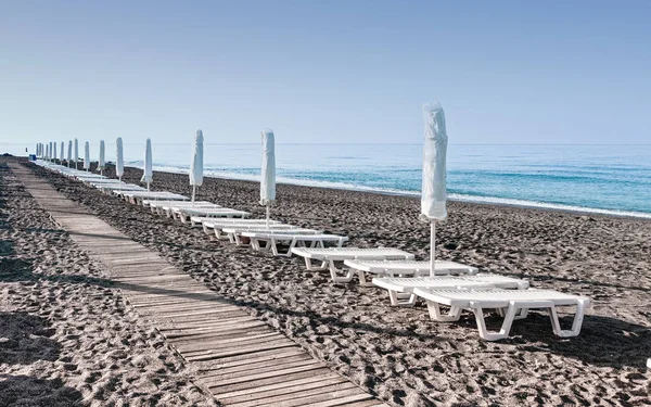 Zee Strand Zand Rangen Van Plank Bedden — Stockfoto