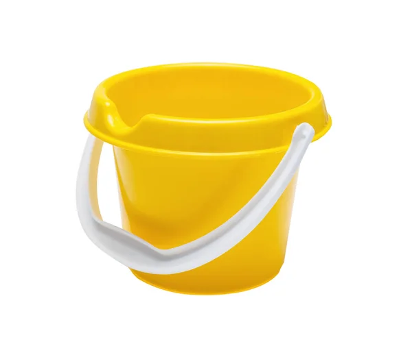 Plastic Bright Toy Yellow Bucket Isolated White — Stock Photo, Image