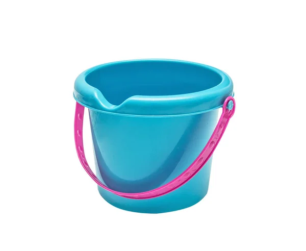 Plastic Bright Toy Blue Bucket Isolated White — Stock Photo, Image