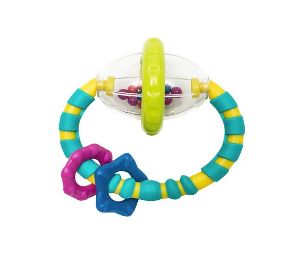 Brinquedo Brilhante Plástico Para Recém Nascido Isolado Branco — Fotografia de Stock