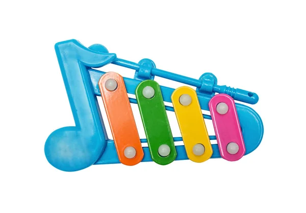 Пластиковая Яркая Игрушка Новорожденного Glockenspiel Изолированы Белом — стоковое фото