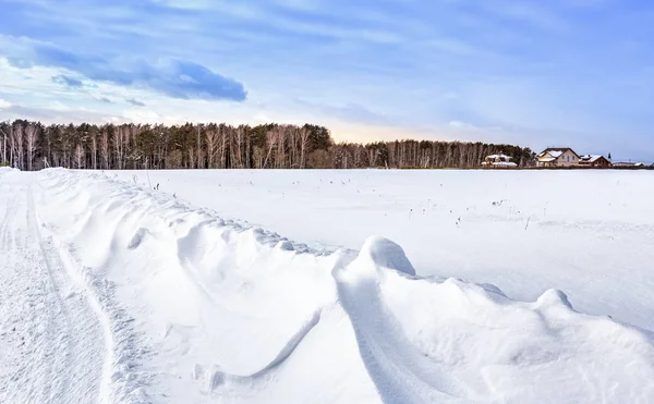 Vinter Januari Landskap Tula Regionen Enorma Snödrivor — Stockfoto