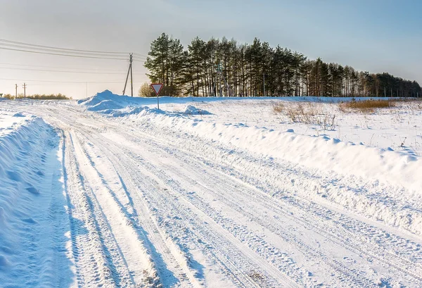Weg Met Sneeuw Bedekte Tula Regio — Stockfoto