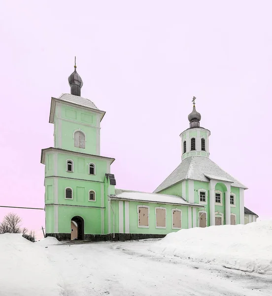 Iglesia San Nicolás Medvenka Región Tula Rusia Paisaje Invierno —  Fotos de Stock