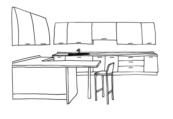 Graphical sketch, the kitchen modern, liner